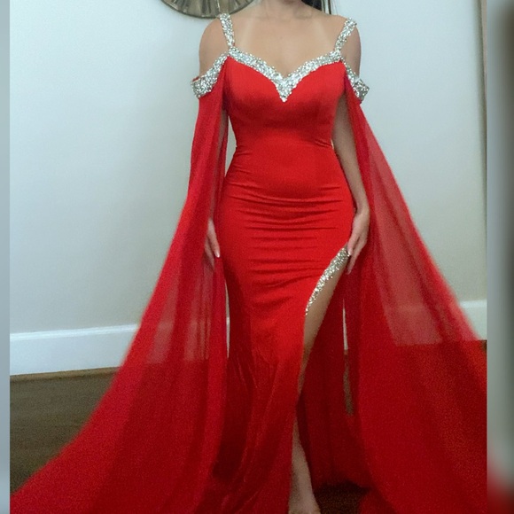 Red pageant evening gown or prom dress